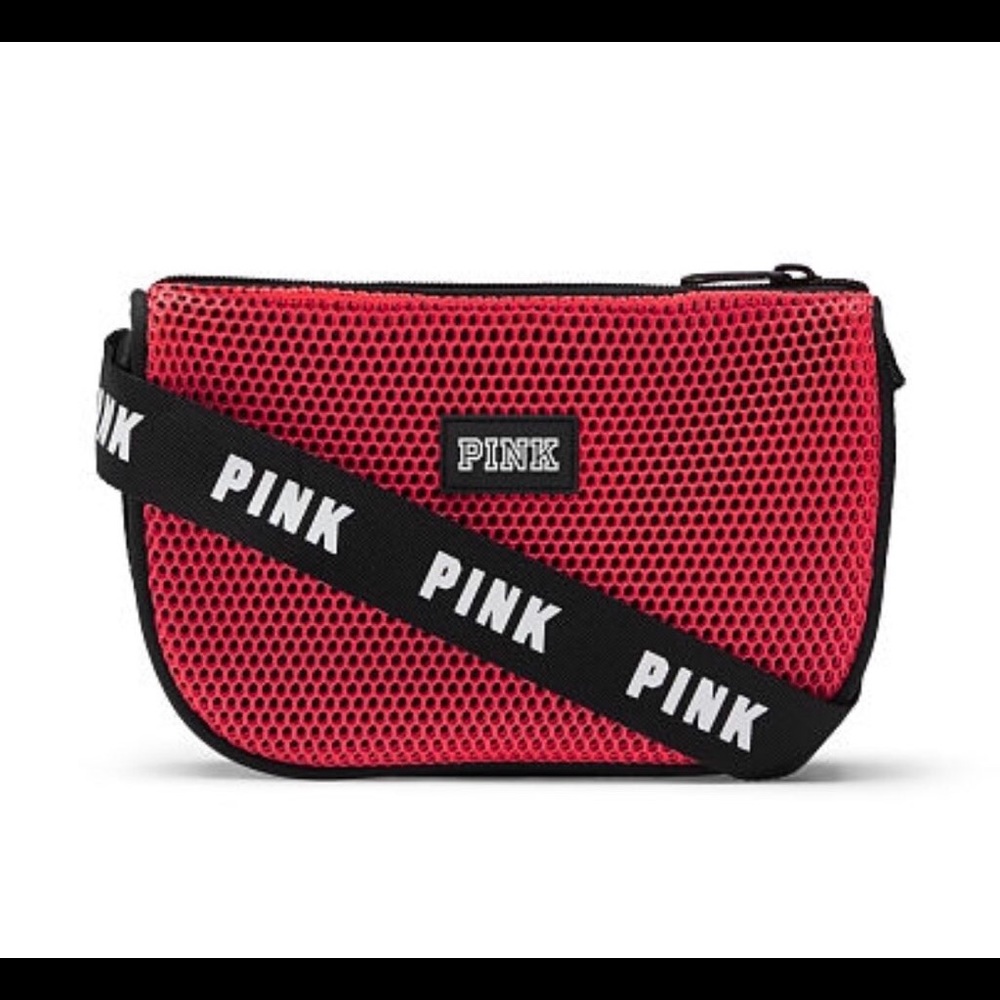 PINK Victoria’s Secret Red Mesh Crossbody Belt Bag